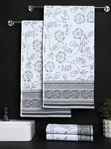 Raymond Home 550 GSM 100% Cotton Multicolor Set of 2 Bath Towel & 2 Hand Towel