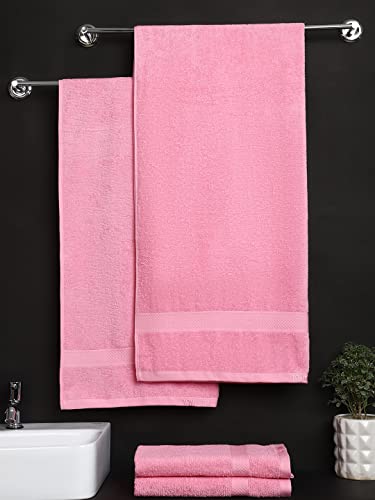 Raymond Home 100% Cotton 380 GSM 2 Bath Towel and 2 Hand Towell for Men/Women (Blush Pink)