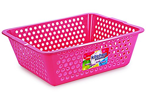 Cello Plastic Kitchen Basket, Big, 36 Liters, Pink
