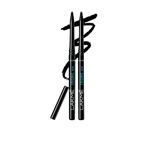LAKMÉ Eyeconic Black Kajal 0.35 g (Combo Pack of 2) Matte Kohl Liner in a Twist Up Pencil – Waterproof, Smudge Proof & Long Lasting Eye Makeup