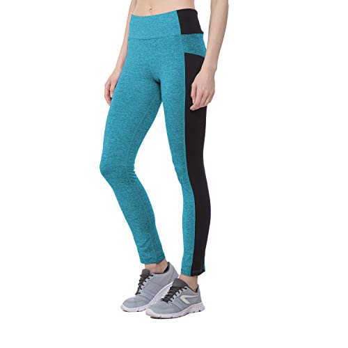 CHKOKKO Women Skinny Fit Yoga Track Pants Stretchable Gym Legging Tights Sky Blue Size M