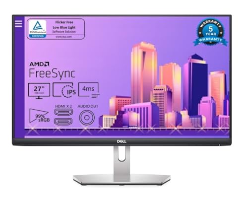 Dell S2721HNM (69 cm) FHD 1920×1080 @75Hz, Ultra Thin Bezel, Premium IPS Panel: 300 Nits & 99% sRGB, Response Time: Upto 4ms, AMD Free Sync, Blue Light Hardware Filter, Flicker Free, 5 Yr Warranty