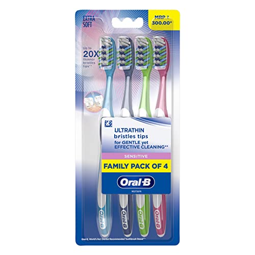 Oral B Sensitive & Gums Extra Softs Manual Toothbrush For Adults, Multicolor – (Buy 2 Get 2 Free)