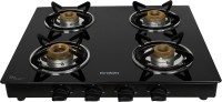 Eurodomo Hob Cooktop Wave 4BC BK Glass Manual Gas Stove(4 Burners)