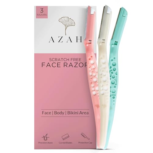 Azah Feather Touch Face & Eyebrow Razor for Women | Scratch Free Facial Hair Removal | For Soft Hair | Shape Eyebrows, Upper Lips, Chin, Side Locks, Forehead | Pack of 3