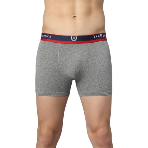 Van Heusen Men Trunks – Cotton Spandex – Jaspe Textured, Double Layer Gusset, Solid_70010_Lt Grey Jaspe_XL