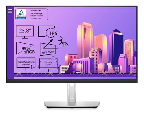 Dell Professional 24 inches, 1920 x 1080 Pixels Full HD Monitor – Wall Mountable, Height Adjustable, IPS Panel with HDMI, VGA DP & USB Ports – P2422H (Black)