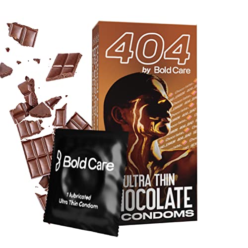 BOLD CARE 404 Super Ultra Thin Chocolate Flavored Condoms For Men | 60 Microns | 10 Units | Intense Fit with a Barely There Feel | With Disposable Pouches (Pack of 1)