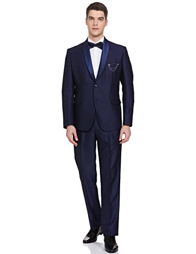 Ethnix Men’s Polyester Blend SB2B Shawl Lapel Suit Dress Set (RTDA00111-B9_Fancy Blue_92)