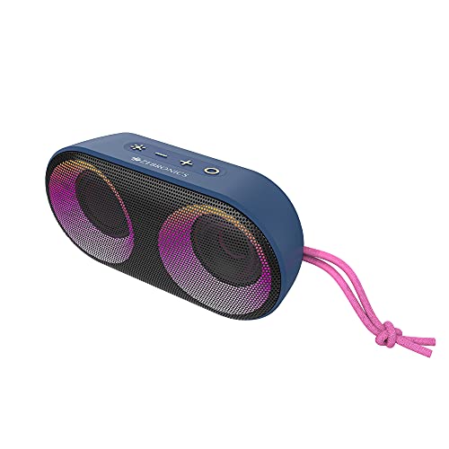 ZEBRONICS Zeb-Music Bomb X Mini Bluetooth 5.0 Speaker with IPX5 Waterproof, 5W RMS, Voice Assistant, Powerful Bass, 11H* Backup, RGB Lights, mSD/FM Radio, Call Function & Type C Charging(Blue)