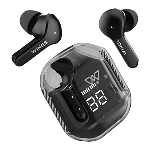Wings Newly Launched Phantom 345 Best Low Latency 40ms Earbuds, Sync App Support, Ergonomic Case, 50 Hours Playtime, in Ear Airpods with Quad ENC Mic &Touch Controls TWS