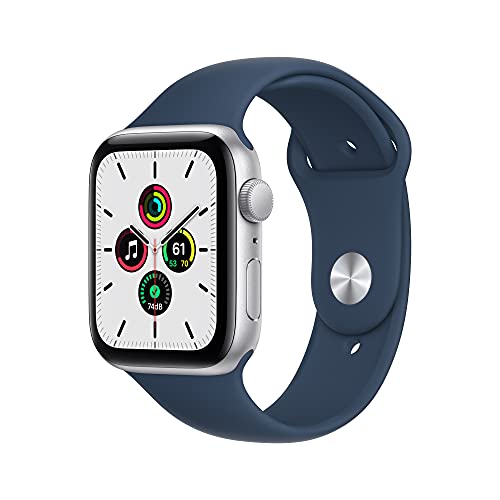 Apple Watch SE (GPS, 44mm) – Silver Aluminium Case with Abyss Blue Sport Band – Regular