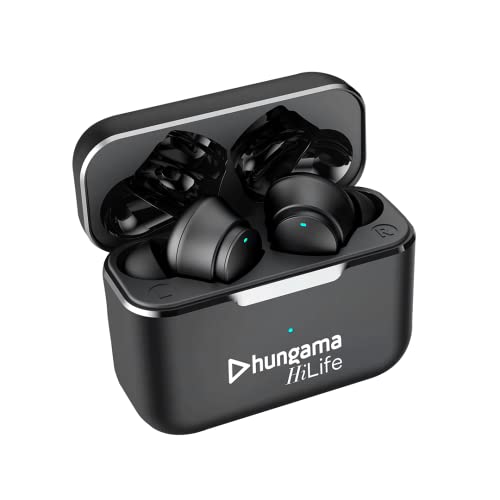 Hungama HiLife Newly Launched Bounce 301 HiLife Wireless Earbuds with BT V5.1, Up to 60Hours Playback, IPX4 Water Resistance, with 1 Year Free Subscription of Hungama Music & Hungama Play, Black