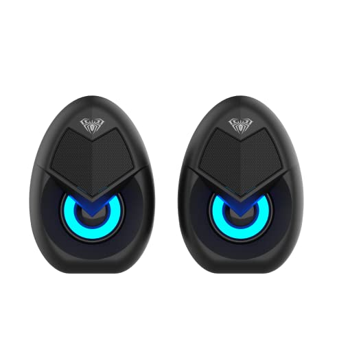 Aula N-69 USB 2.0 Powered Multimedia Speaker with AUX Input, deep bass, LED Lights, 3.5mm Audio Input (Black)