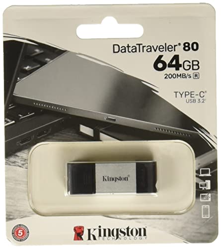 Kingston DataTraveler 80 64GB USB Type-C Flash Drive (DT80/64GB), Metal