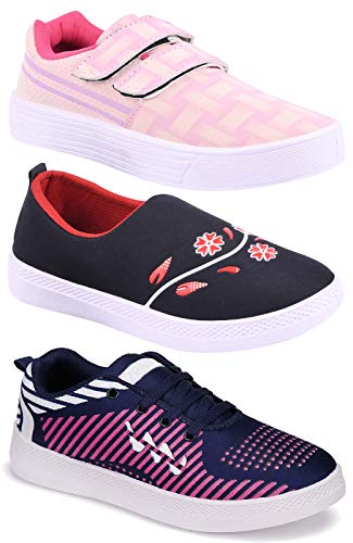 Camfoot Women’s (5032-9031-9041) Multicolor Casual Sports Running Shoes 6 UK (Set of 3 Pair)