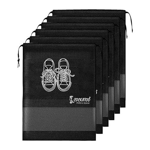 Cockatoo Shoe Bag for Travel & Storage, Women & Men, Travelling Shoe Storage Bag, Shoe Storage Organizer Bag – Pack of 6 Shoe Pouch(13 x 17.32 Inch)
