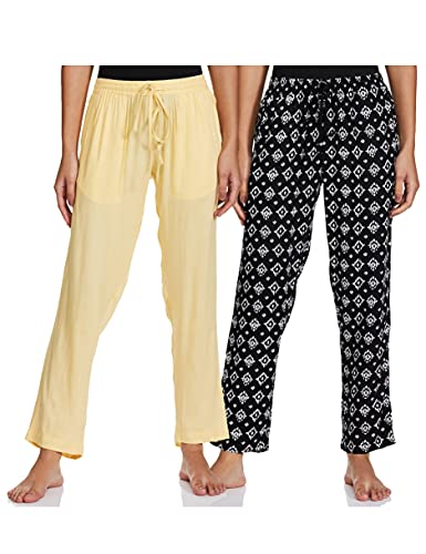 Indigo Women’s Pack of 2 Pajamas(AW21/BLC-081B_Beige+ Black_Small)