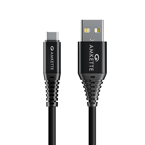 AMKETTE PowerPro Type C Fast Charging Cable, USB to Type C Fast Charging with Up to 480 Mbps transfer speed for Smartphone and 6 Months Warranty – 1 Meter (Black)