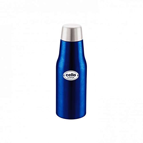 Cello Ivana Stainless Steel Double Walled Water Bottle, Hot and Cold, 350ml, 1pc, Blue