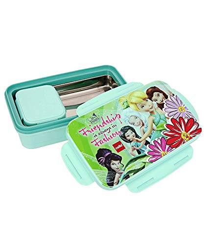Cello HI-Lunch Big Deluxe Insulated Lunch Box with Inner Steel and Stainless Steel Veg Box, Attractive Fairies Print, Aqua Marine