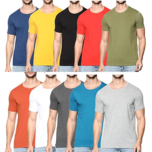 OOBANI Men’s Solid Regular Fit Tshirt&Polo (OB1W21MHK083_Black/Blue/Navy/greymilange/Anthramilange/White/Olive/red/Orange/Brown XL)