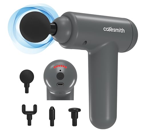 Caresmith Charge Boost X Massage Gun (Grey) | True Percussion Large Torque motor | 3200 strokes per min | 4 Heads | Deep tissue percussion body massager machine for pain relief