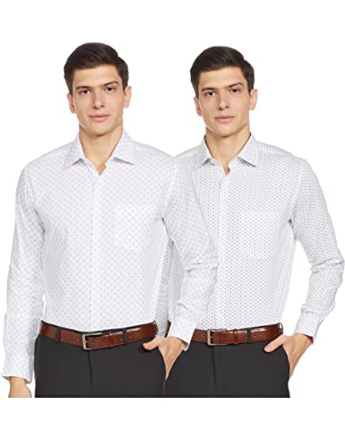 Diverse Men’s Printed Regular Fit Formal Shirt (DCMFFCMRC23L38-323_Hash White/Dot 39)
