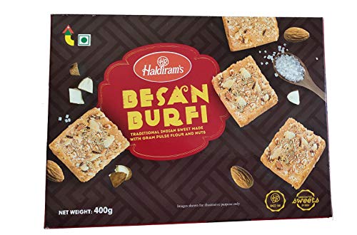 Haldiram’s Besan Burfi 400g, Indian Sweets Diwali Gift Pack, Traditional Indian Sweet Made with Nuts & Gram Pulse Flour