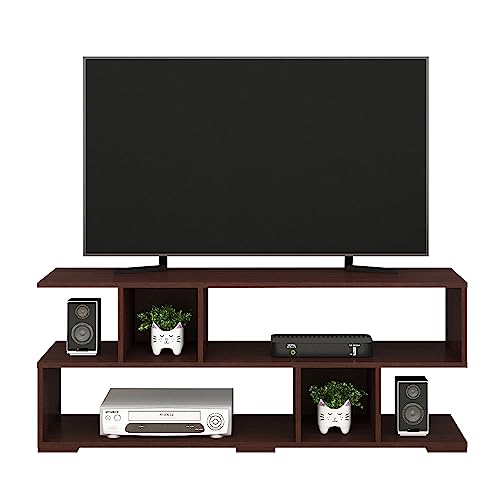 Story@Home TV Unit for Living Room Engineered Wood TV Stand with 6 Open Shelves TV Rack for Living Room Upto 40″, Bedroom, Home Theater (Midnight Mocha, Matte Finish)