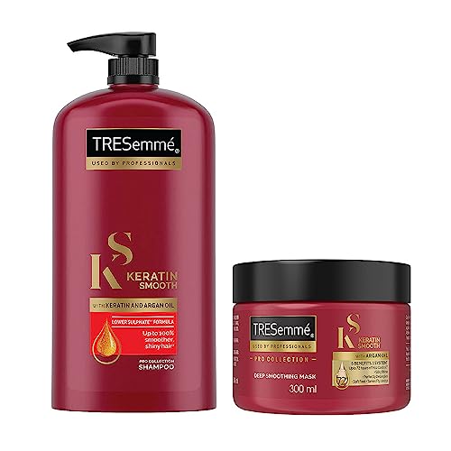 TRESemme Keratin Smooth Deep Conditioning Kit for Long Lasting Frizz control – Keratin Smooth 1L Shampoo and Keratin Smooth 300ml Mask