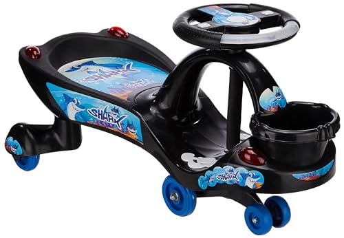 Amazon Brand – Jam & Honey Magic/Swing Car Ride On for Kids with Music & Lights (Shark)