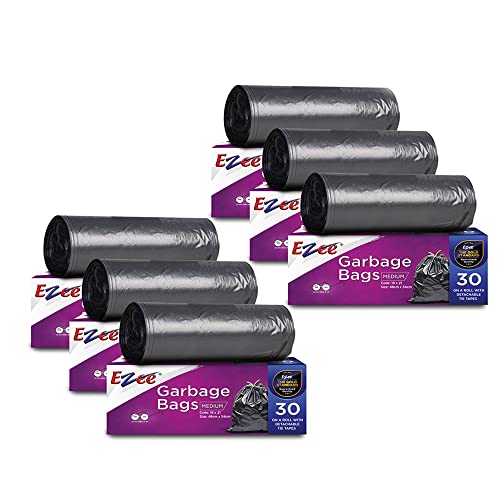 Ezee Garbage Bags – 48X54 Cm (6 Rolls, 180 Bags, Medium, Black, plastic)
