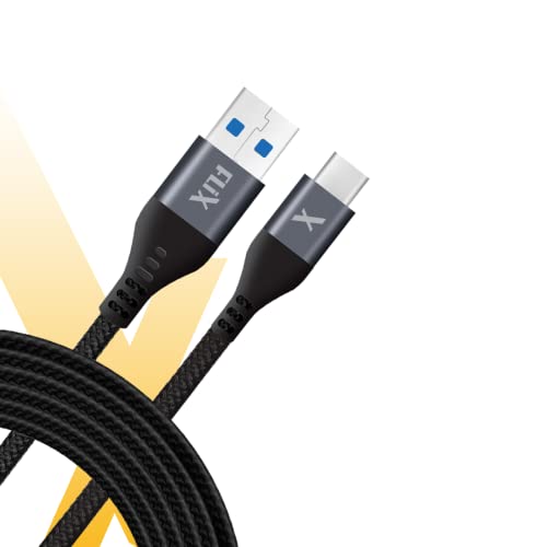 FLiX (Beetel Flow 03C USB Type A to Type C Braided Charge and data Sync Cable, upto 15W(3A) super fast charging, upto 480Mbps data sync, Made in india, 1 Meter Cable (Black) (XCD – FBC03)