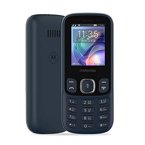 Motorola A10e Dual Sim keypad Mobile with 800 mAh Battery, Expandable Storage Upto 32GB, Wireless FM with auto Call Recording – Dark Blue