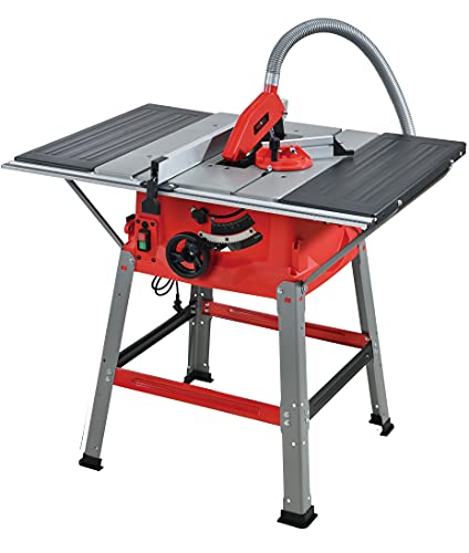 KROST Table Saw, 10-Inch 1800W Portable Table Saw, Cutting Speed Up to 5000RPM, 45° Bevel Cut, Aluminum Table, Benchtop Table Saw with Metal Stand, Sliding Miter Gauge.