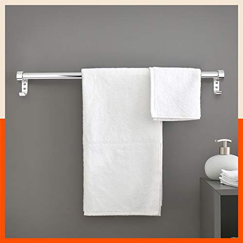Aquila by Bathla – Lyra Aluminium Towel Rod / Rack / Hanger for Home with Built-in Hooks | Wall Mountable & Corrosion Resistant (Large – 24 Inches)