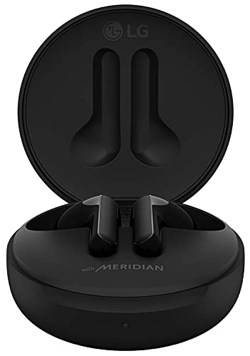 LG Tone Free FN6 UV Nano, Meridian Sound, Wireless Charging, Bluetooth Version 5.0, IPX4, Voice Command, Tone Free App Bluetooth Truly Wireless in Ear Earbuds with Mic and Ganesha Case (Black)