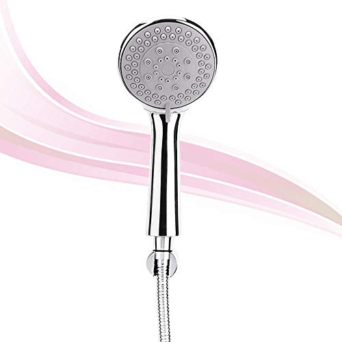 Adeptt Goldline Series TS05 Stainless Steel Hand Shower With Flexible Hose Pipe and Wall Hook, Silver, Chrome Finish