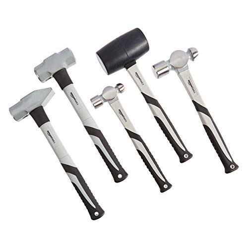 amazon basics Hammer Set – 5-Pieces, Shock-Absorbing Fiberglass Handle