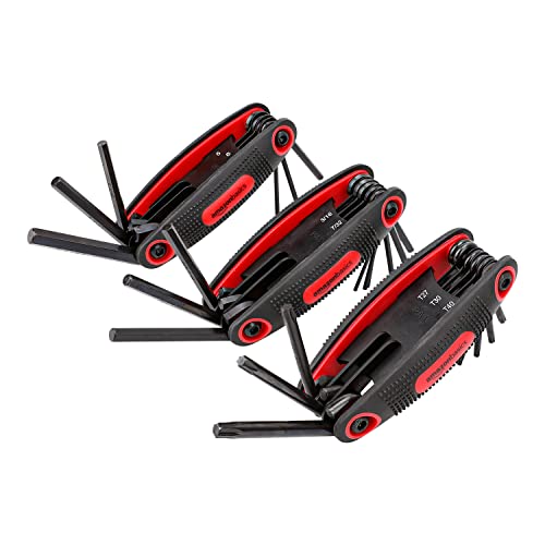 amazon basics Folding Hex Key Set – 3-Pack, Metric/SAE/TORX