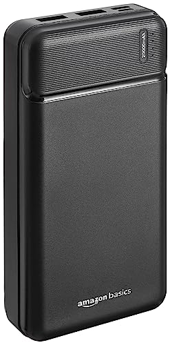 Amazon Basics 20000 mAh 22.5W Fast Charging Lithium Polymer Power Bank with Type C Cable | Dual Input, Triple Output | Black