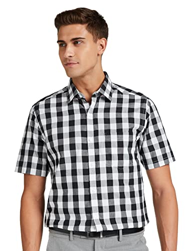 Diverse Men’s Checkered Regular Formal Shirt (DCMFH02RC17KA2-796A_Black/White 40)