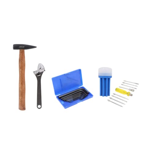 Suzec Johnson Professional Home Kit with Screwdriver Set, Adjustable Wrench (200 mm), Claw Hammer, Allen Key Set- Multi