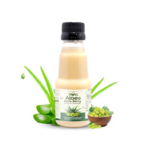 AVG Health Organics Aloe & Amla Berry, Aloevera & Amla Juice with Ginger, Tulsi & Ashwagandha, Boosts Immunity & Metabolism, Contains No Sugar – 100 ML
