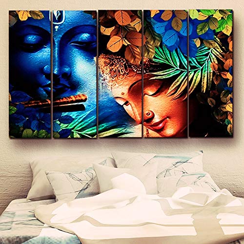 Casperme Radha Krishna Beautiful Wall Painting (48W x 30H) – Framed in Sugar Finish for Living Room, Bedroom, Hotels, and Offices – Casper_CS0042
