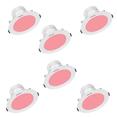 Polycab 5 Watt LED Down Blue Light Scintillate Integral Slim Round Smart Panel Offers Bright Lumination Long Lifespan No Harmful Radiation (Red, 6 PCS, Cut Out: 3.14 inches)