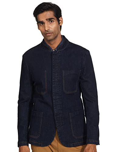 RIVER Men’s Solid Jacket (RS2JJVJK119B_Blue_L_Blue_L)
