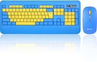 Zoook Qwerty Pad/3 Adj. DPI/Full Size Keyboard(104 key) & Mouse Combo with Palm rest Wireless Desktop Keyboard(Blue, Yellow)