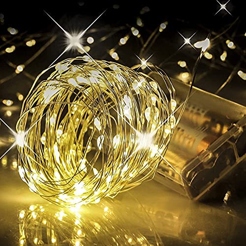 One94Store Fairy Lights 3AA Battery Powered 50 LEDs 5 Meter Copper Wire String Lights for Diwali, Christmas, Valintine, Decoration (Warm White, Pack of 1)